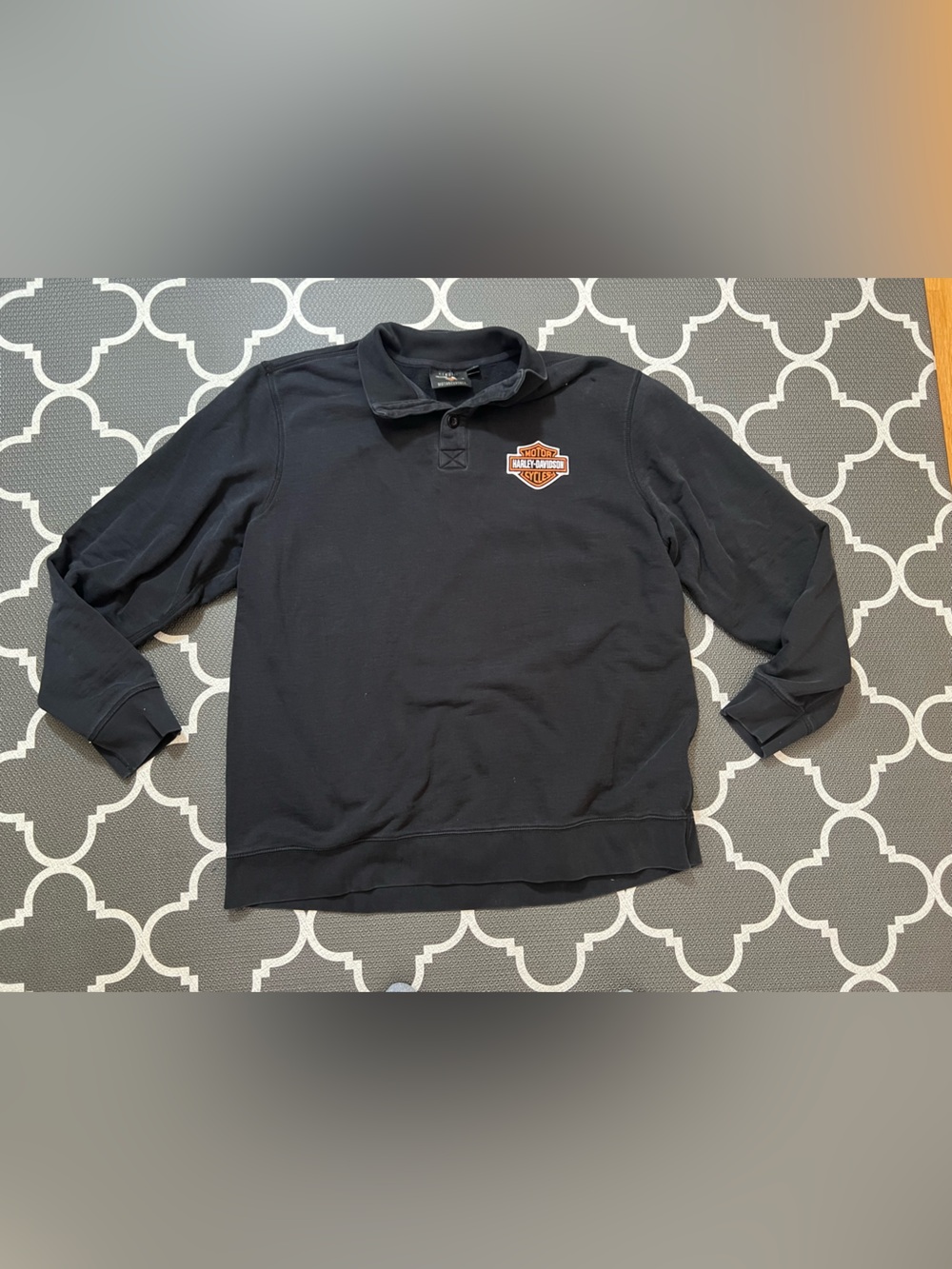Harley-Davidson men Black Crewneck Sweatshirt with Orange Logo
